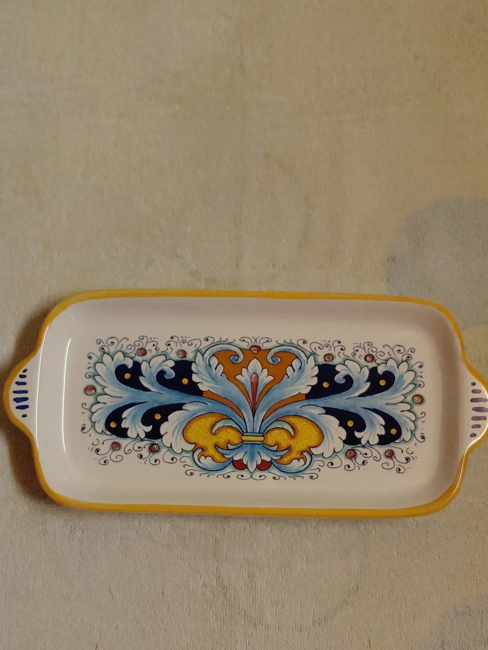 Nova Deruta Rectangular Serving Platter, Handpainted Porcelain, Made In Italy